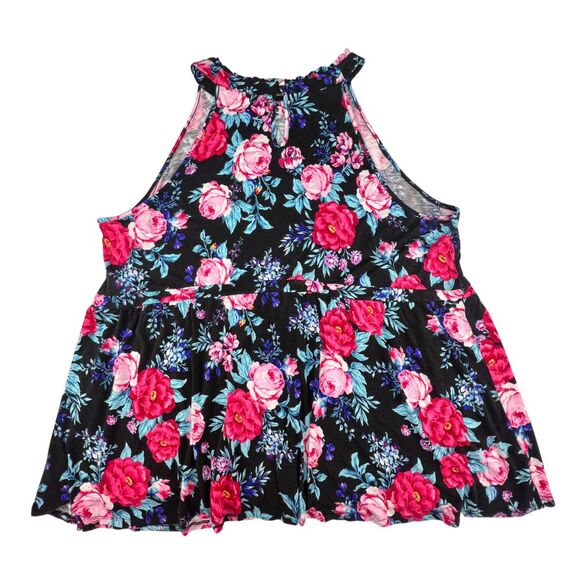 Torrid Halter 4X Floral Tropical Blooms Swing Top Flowy Blouse Relaxed Peplum - Picture 6 of 9